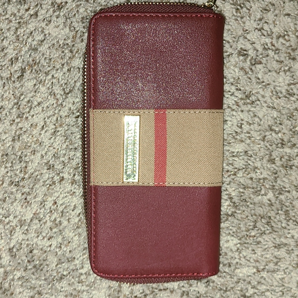 Burberry Burgundy and Beige Wallet